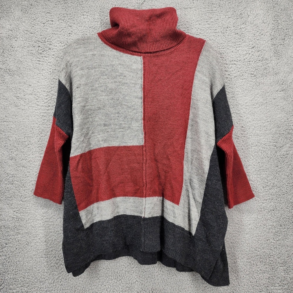 Christian Siriano Geometric Colorblock Turtleneck Sweater Women's XS‎ Wool Blend